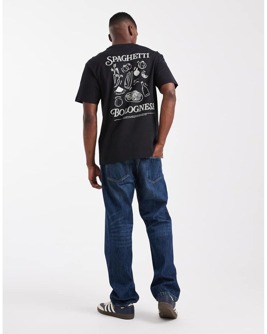 Only & Sons Black Relaxed Fit T-Shirt With Spaghetti Back Print for men