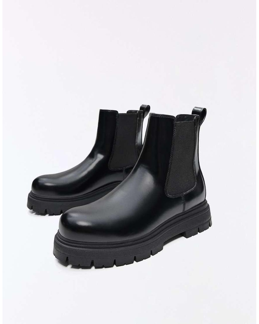 Bershka Black Chealse Ankle Boot for men