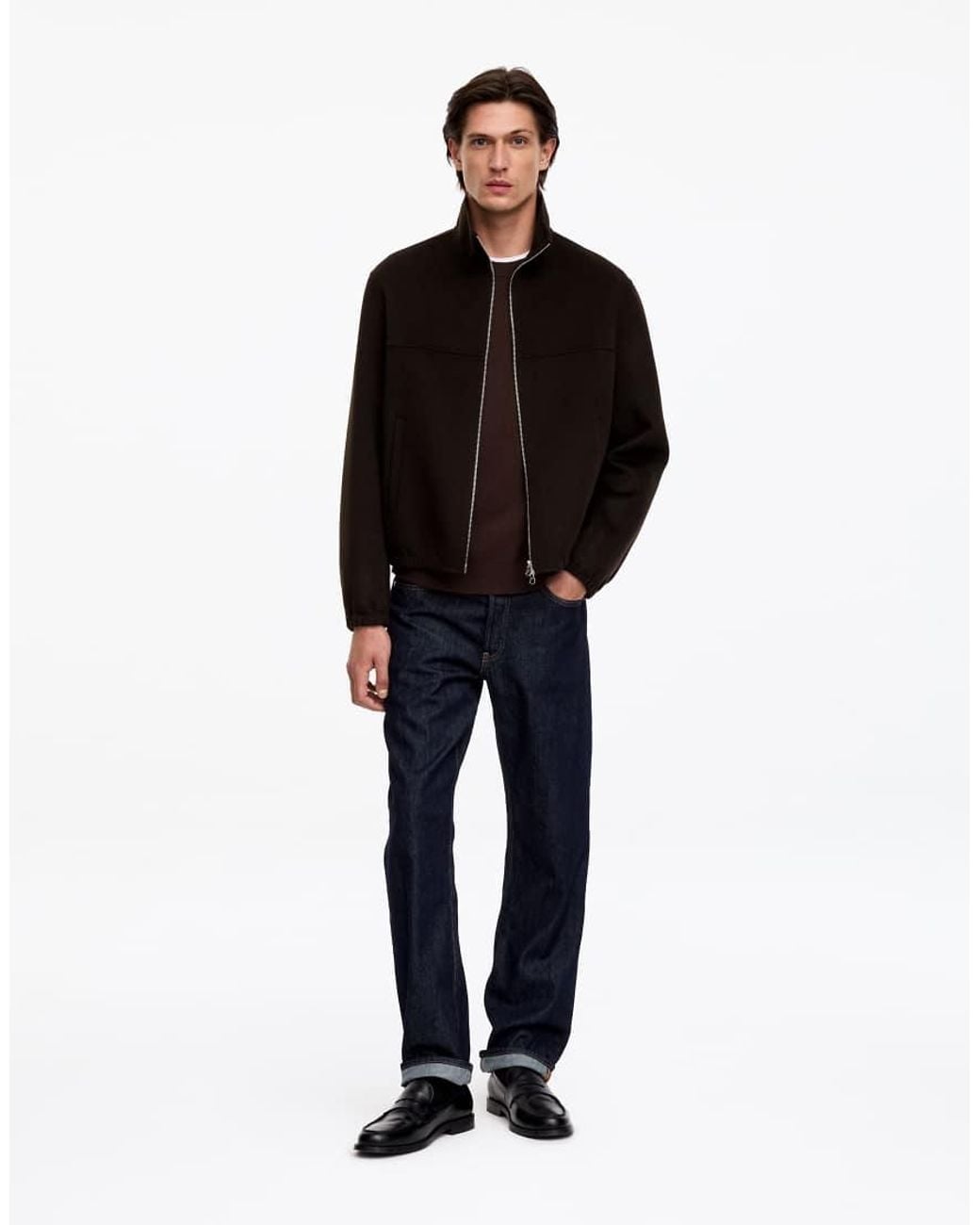ARKET Black Double Layer Wool Rich Short Jacket With Collar for men