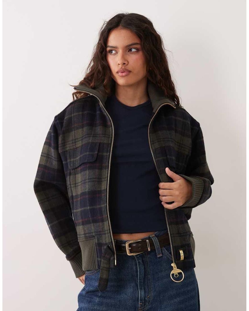 Barbour Blue Ivybridge Tartan Check Zip Through Jacket