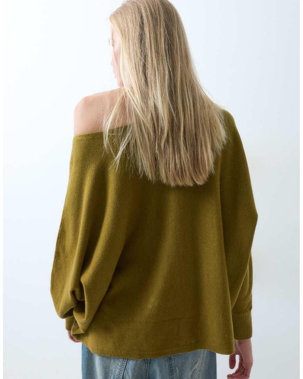 ASOS Black Asym Slouchy Off Shoulder Batwing Sleeve Sweater