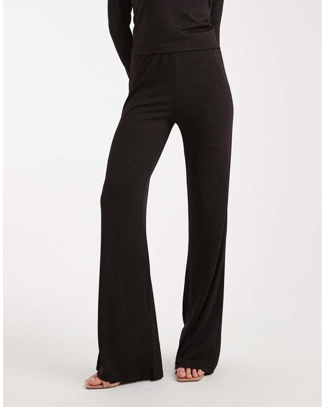 Vero Moda Brown Glitter Wide Leg Trouser Co-Ord