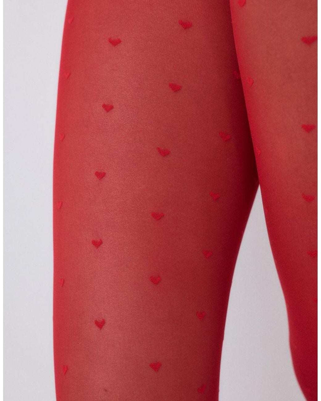 Lindex Red 20 Denier Heart Print Tights
