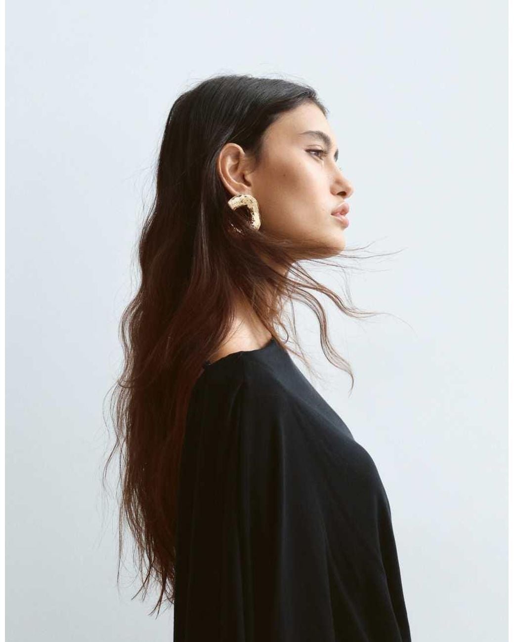 ARRANGE Black Long Sleeve Drape Maxi Dress With Hardware Trim Detail