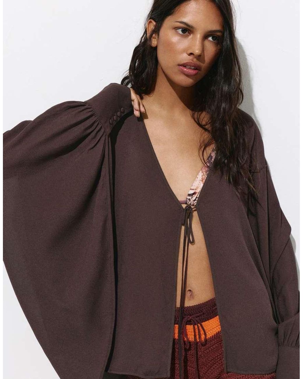 Pull&Bear Brown Fluid Cape Jacket