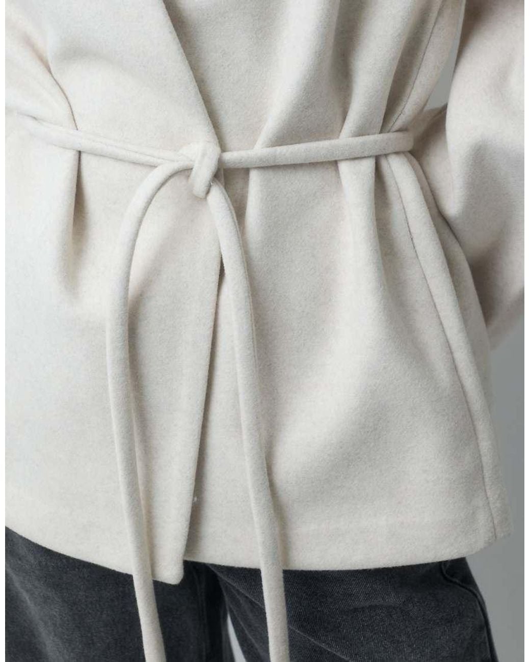 Aware White Wrap Front Tie Detail Short Jacket
