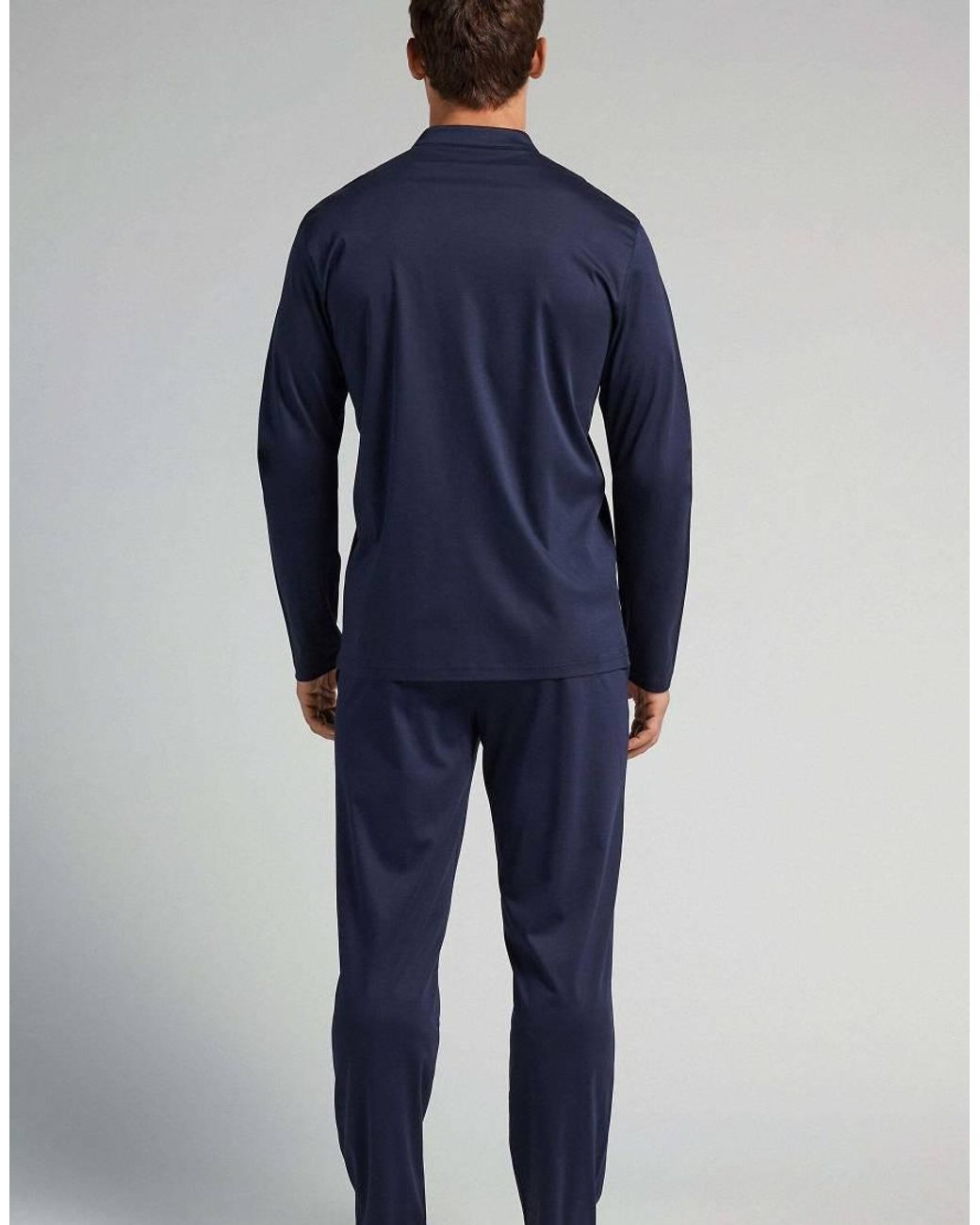 Intimissimi Blue Full-Length Button-Up Cotton Pyjamas for men