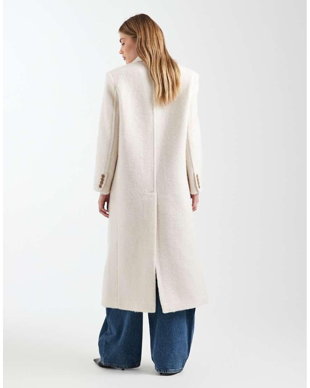 ASOS Blue Premium Brushed Wool Blend Dad Coat