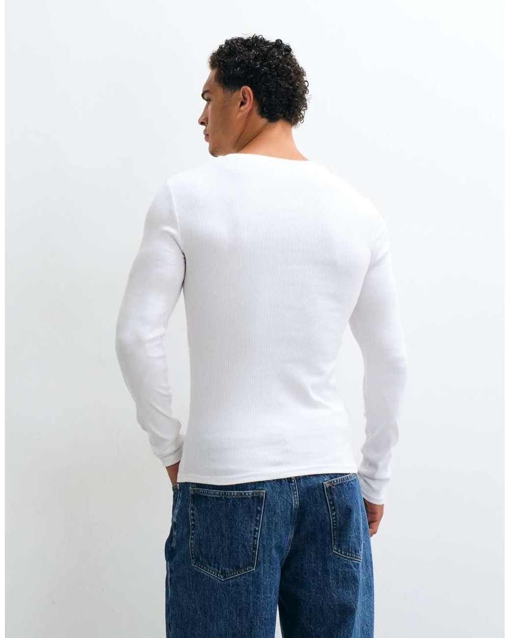 ASOS White Essentials Muscle Fit Long Sleeve T-shirt for men