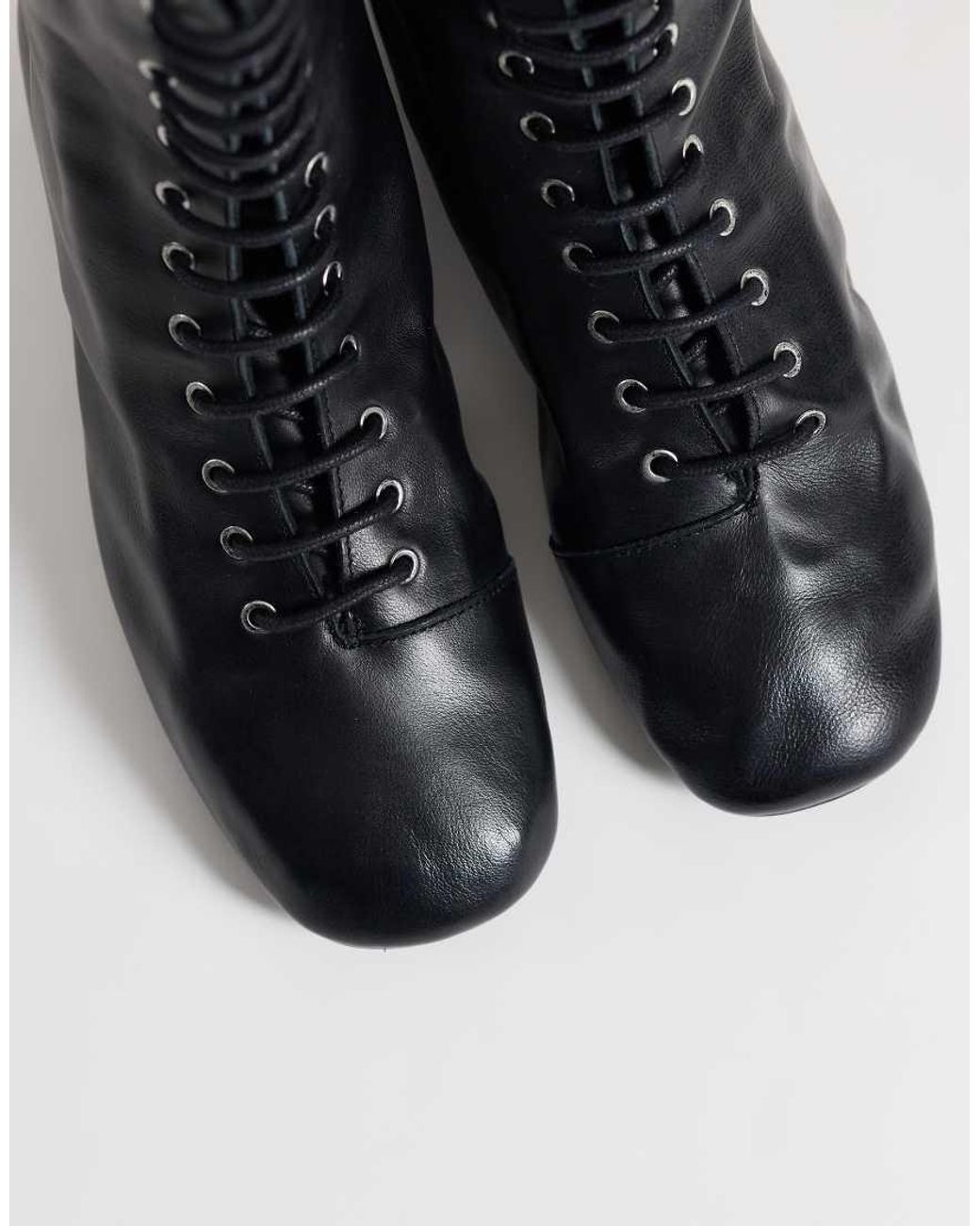 ASOS Blue Anais Real Leather Lace Up Sock Boots