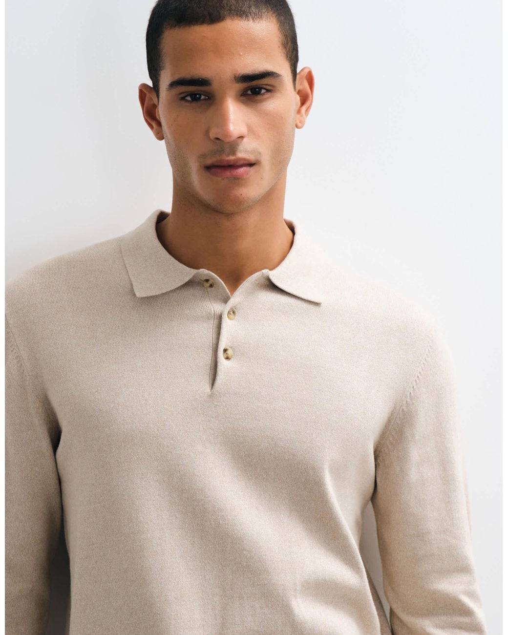 Jack & Jones Natural Essential Knit Button Polo for men