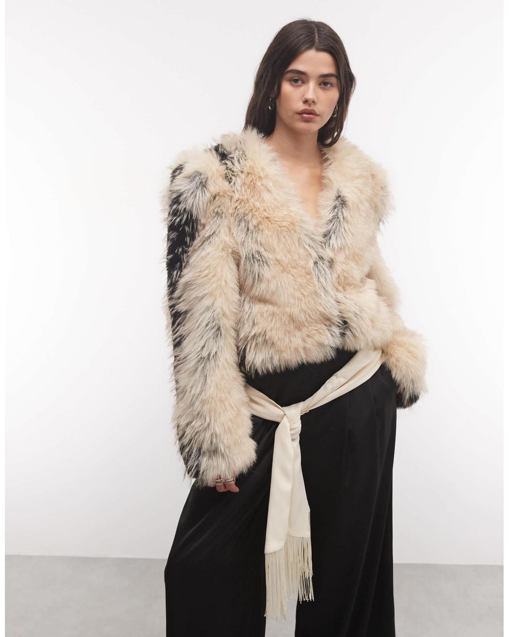 ASOS Black Satin-bindeschal mit fransen