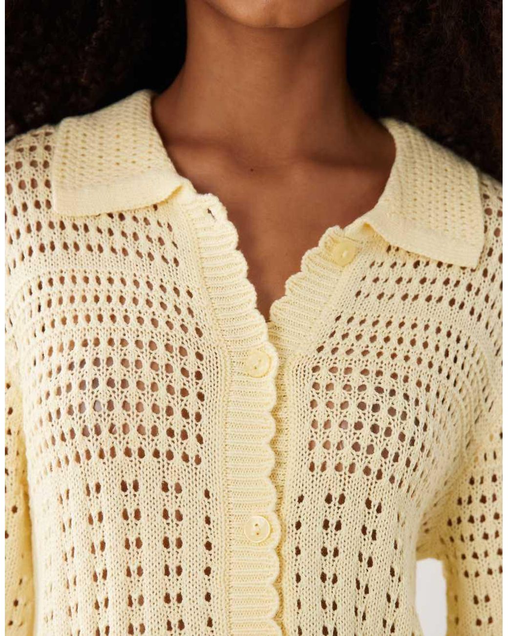 Jdy Natural Short Sleeve Crochet Cardigan