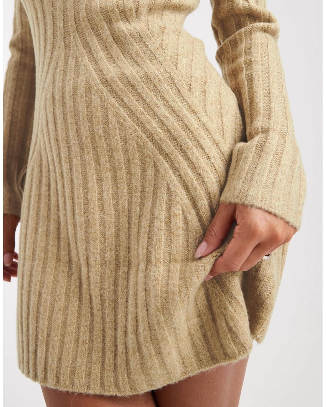 ASOS Natural Knit Structured Mini Dress