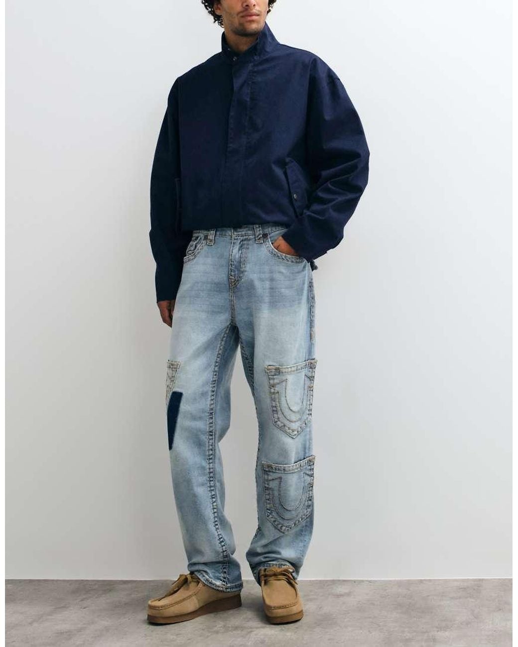 True Religion Blue Loose Fit Bobby Super T Flap Pocket Jeans for men