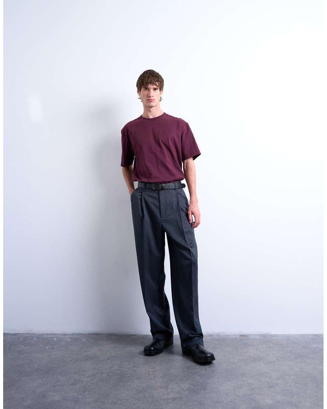 Topman Ruimvallend T-Shirt in het Purple voor heren