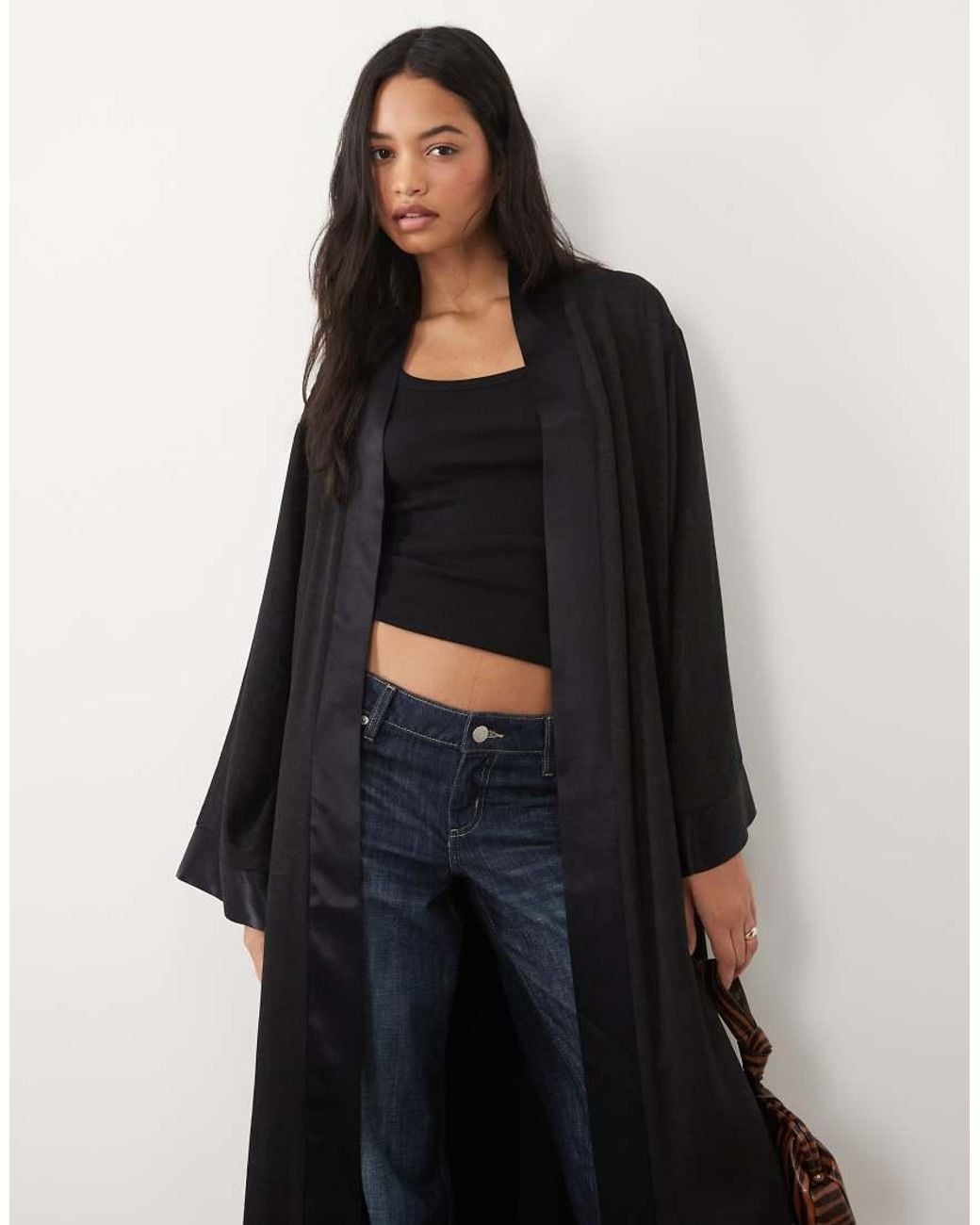 ASOS Blue Jacquard Oversized Maxi Kimono