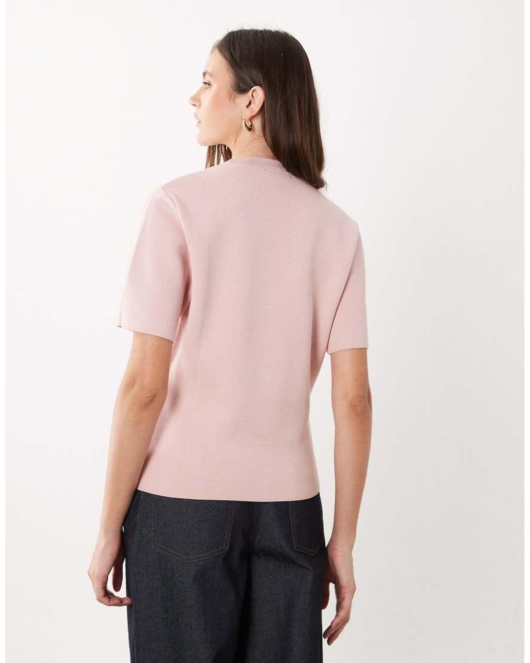 Mango Pink Compact Knit T-shirt