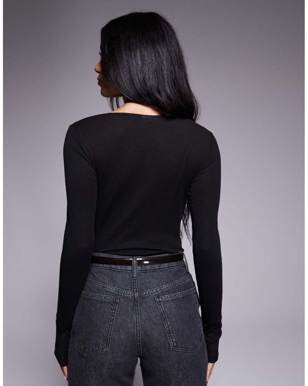 ASOS Black Sheer Wide Neck Scoop Top
