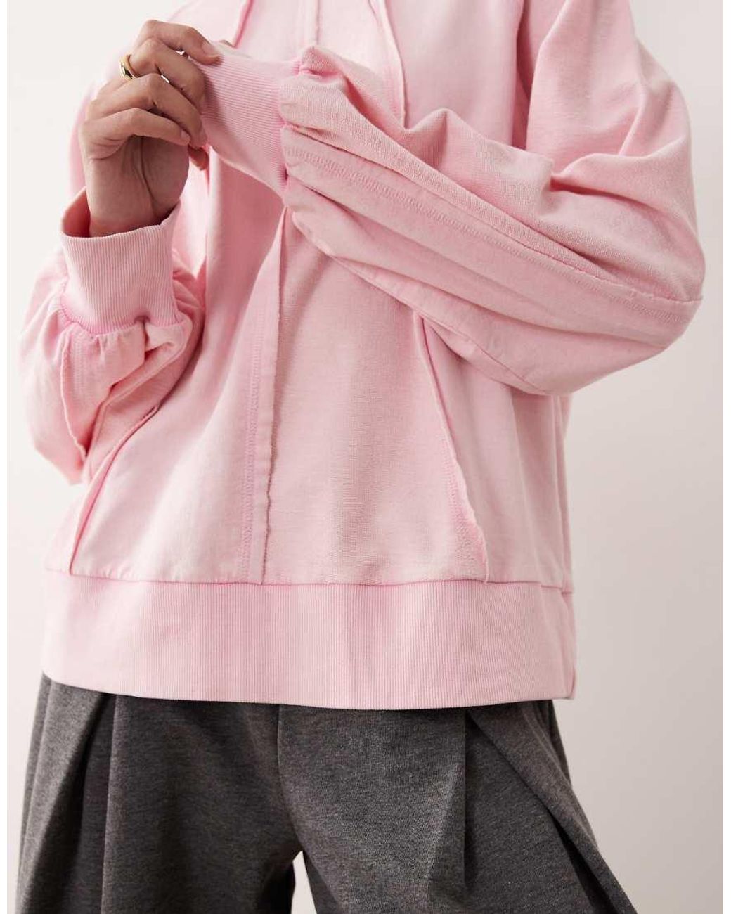 ASOS Pink Seamed Sweatshirt With Panel Detail