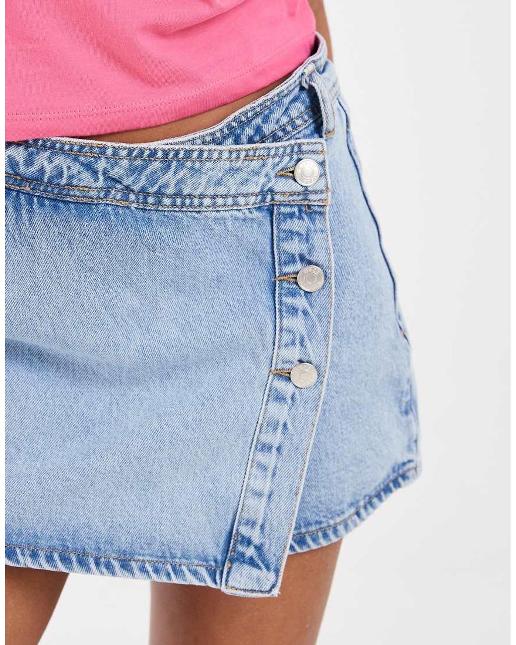 ASOS Red Denim Wrap Skort