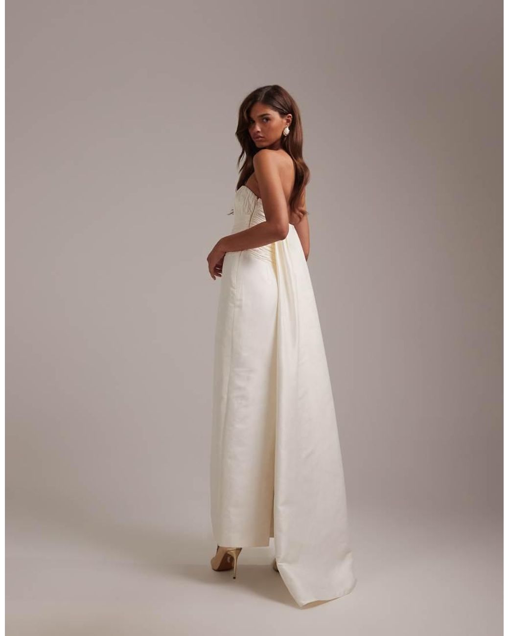 ASOS Brown Cami Ruched Bust Column Skirt Wedding Dress