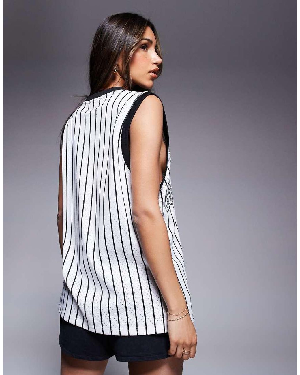 Courtside White Log Detail Oversized Vest