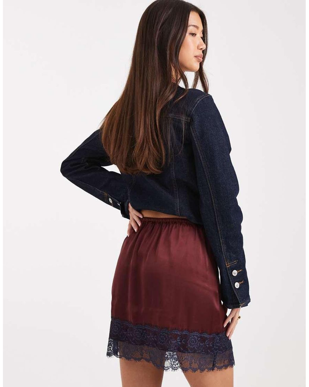 ASOS Blue Lace Trim Mini Skirt