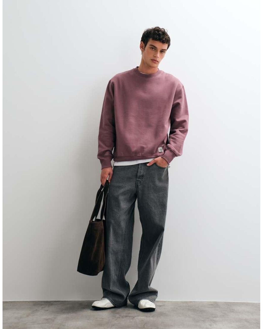 ASOS Purple Premium Heavyweight Relaxed Crew Neck Sweatshirt for men