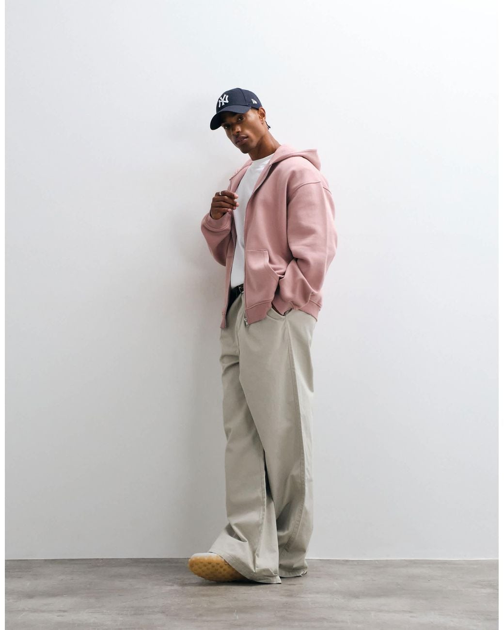ASOS Pink Essentials Oversized Zip Up Sweatshirt for men