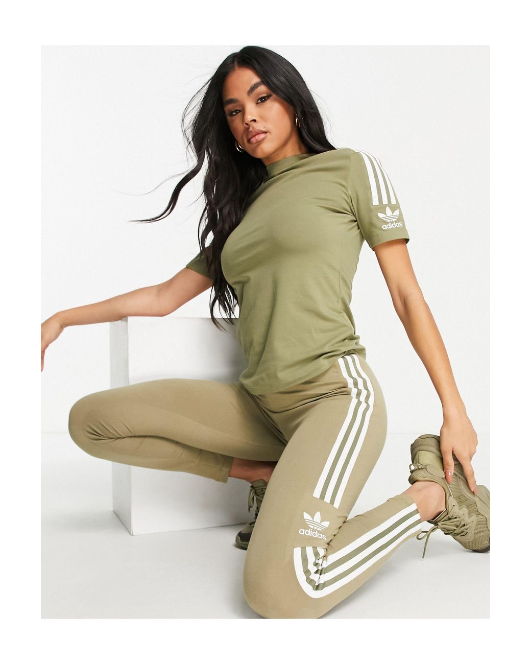 adidas Originals Adicolor Locked Up leggings in Green | Lyst UK