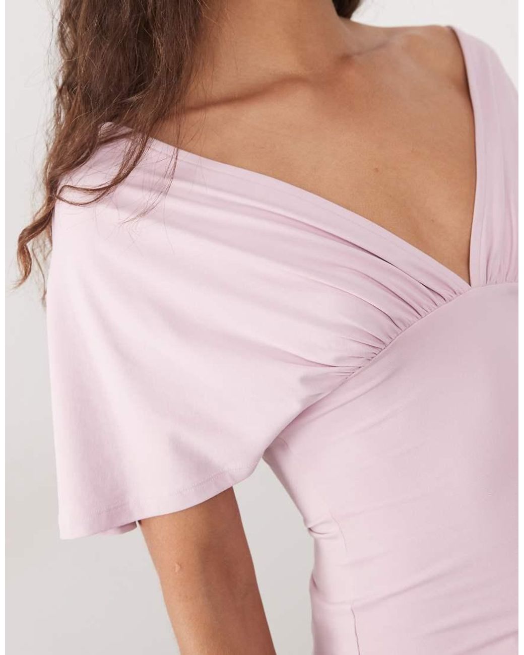 ASOS Pink Polyamide Plunge Sleeveless Tie Back Cinch Top