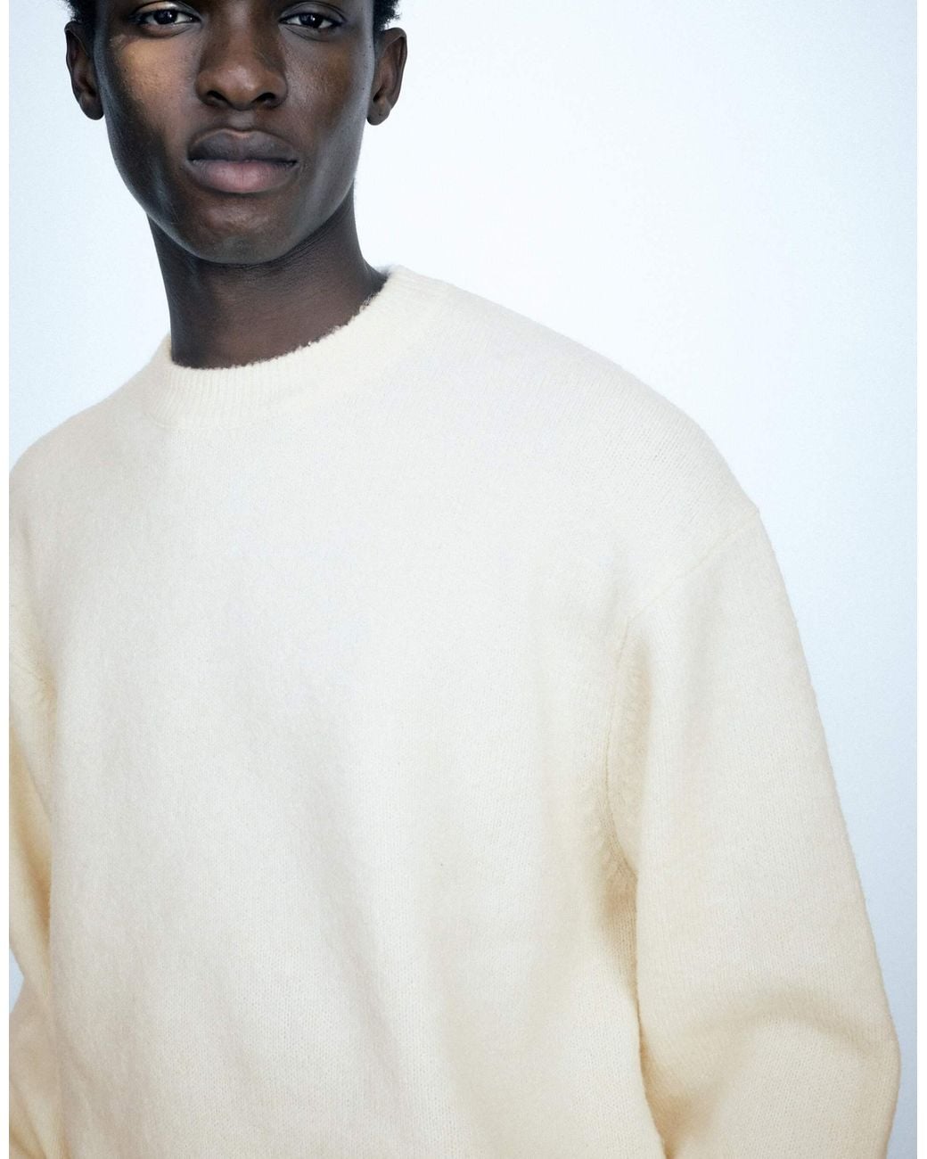 Pull&Bear Basic-pullover mit rundhalsausschnitt in White für Herren