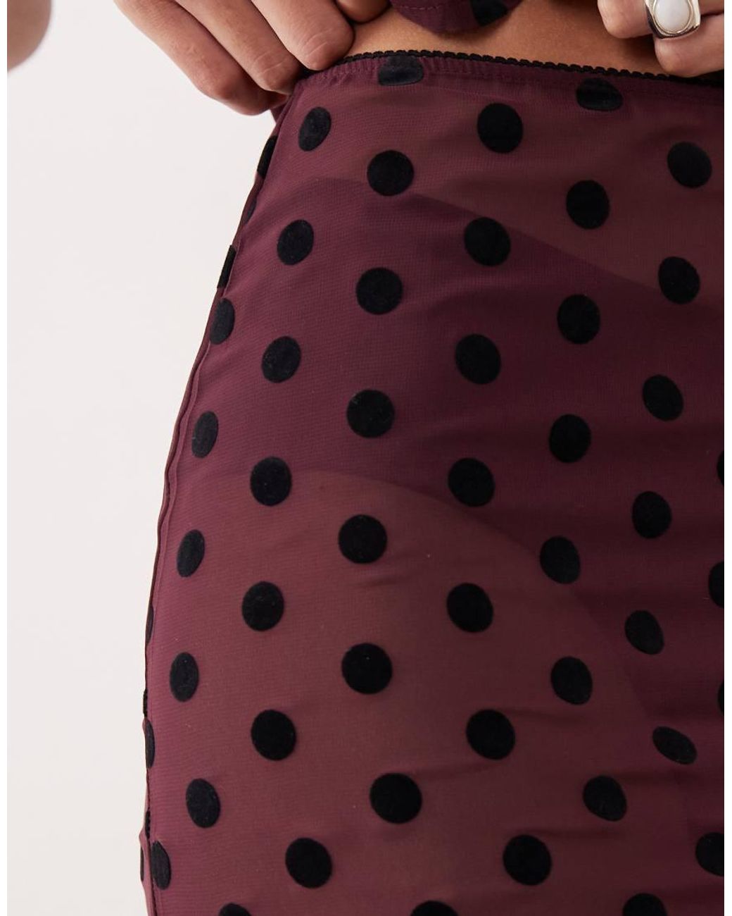 Motel Purple Evani Co-Ord Midi Polka Dot Skirt
