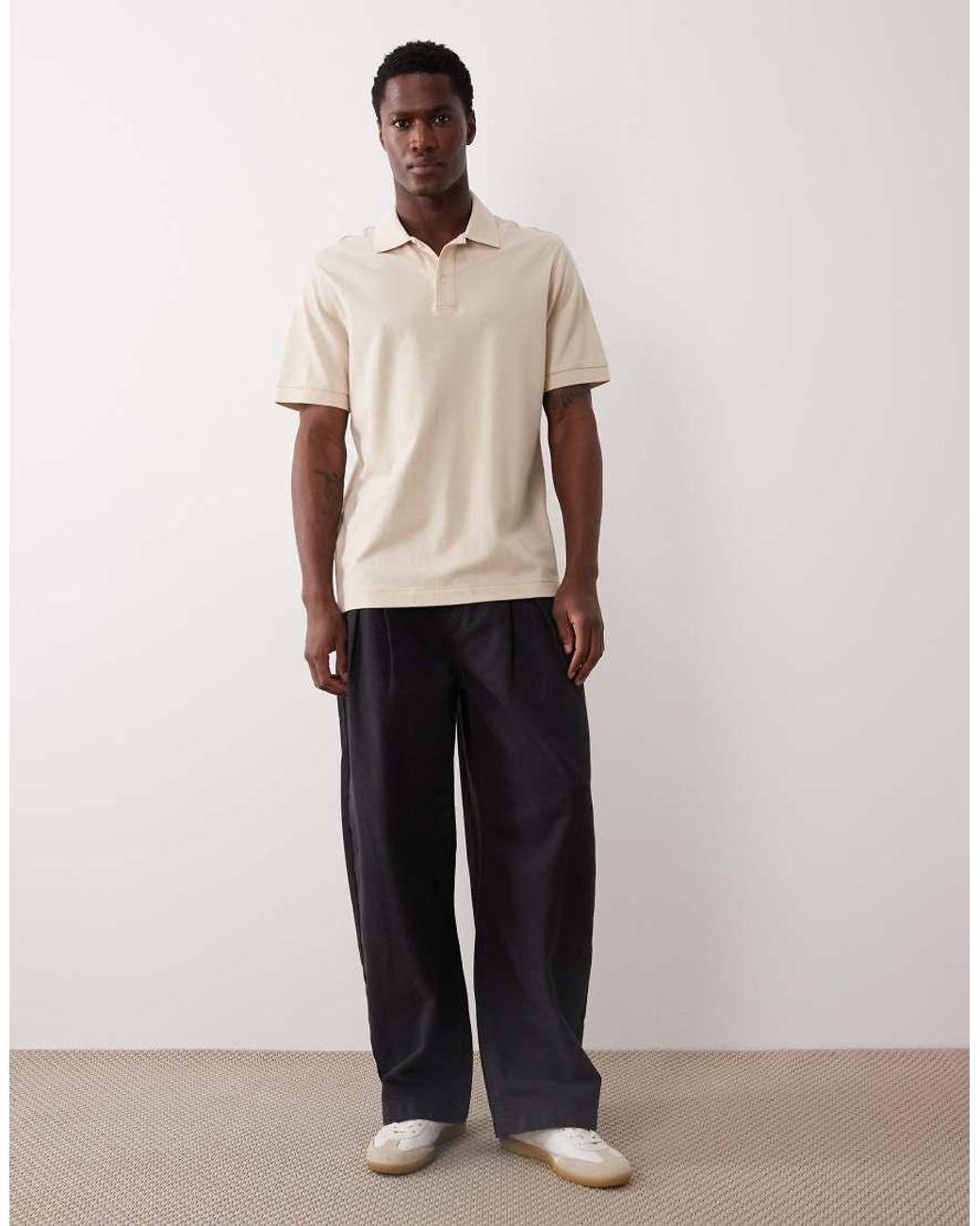 Mango Natural 100% Cotton Short Sleeve Polo Top for men