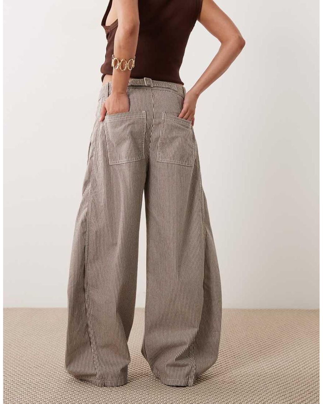 ASOS White Asos Design Petite Horseshoe Trousers With Tab Waist Detail