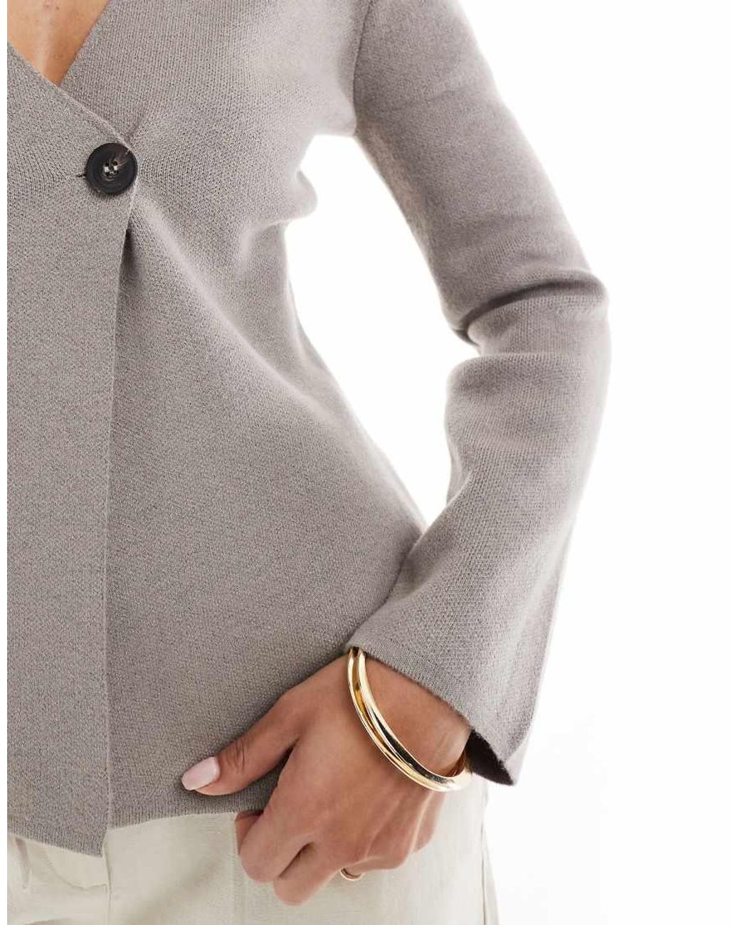 ONLY Gray Structured V-neck Cardigan