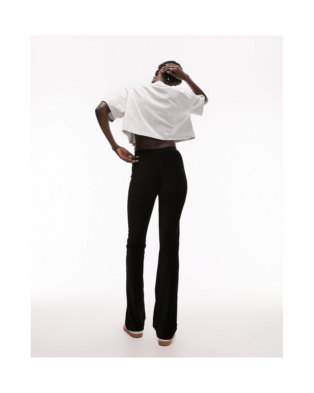 TOPSHOP Stretchy Velvet Cord Flare Trouser in Black Lyst