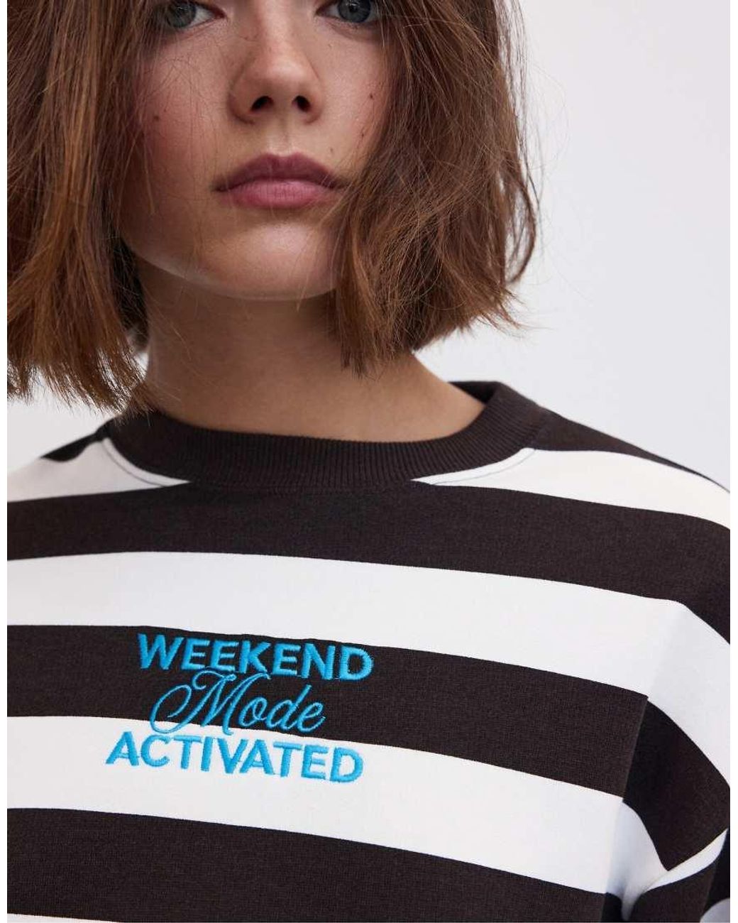 Stradivarius Blue Striped Sweatshirt