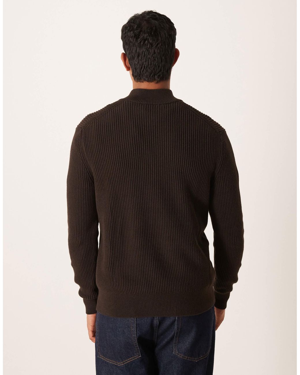 Mango – gerippter pullover aus baumwolle in Black für Herren