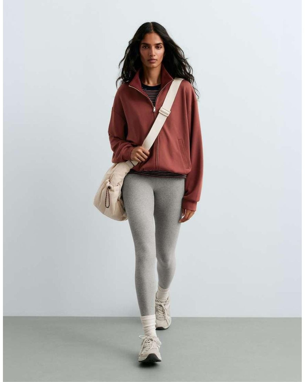 Oysho White High-neck Zip-up Jacket