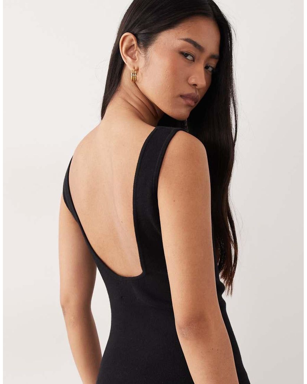 ASOS Natural Cotton Blend Scoop Back Dress