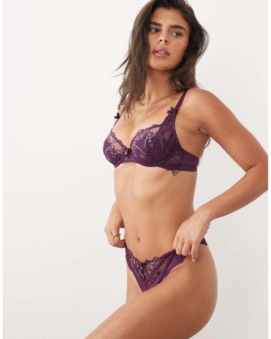 Boux Avenue Purple Rayanne Balconette Lace Underwire Bra