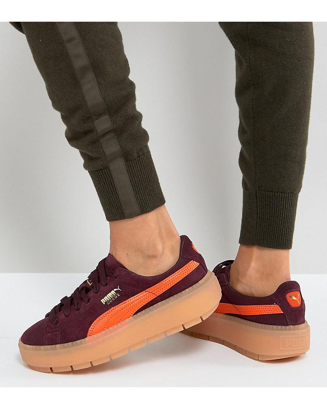 PUMA Trace Platform Sneakers In Burgundy And Orange in Black | Lyst