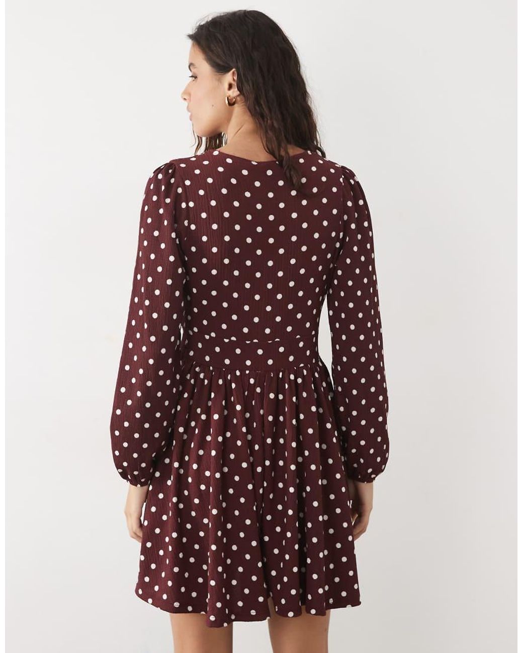 New Look Red Long Sleeve Empire Waist Detail Mini Dress