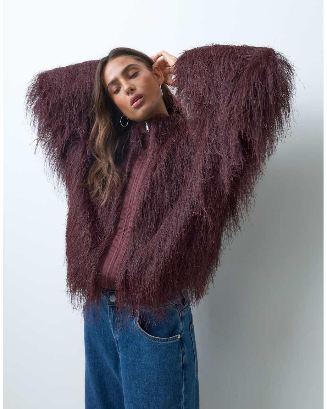 ASOS Purple Fluffy Bomber Jacket