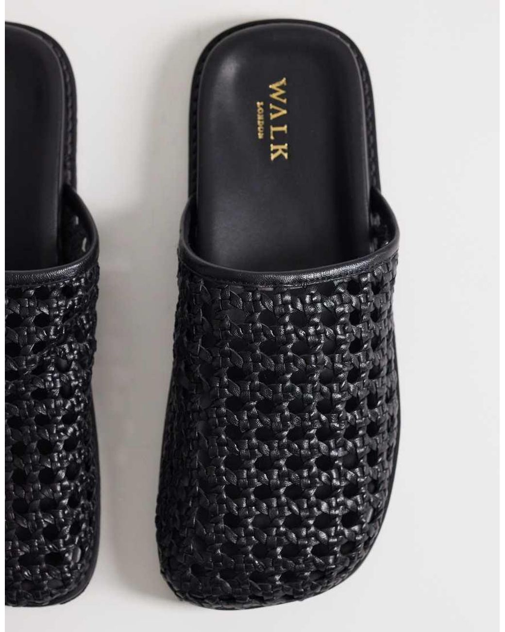 Walk London Black Lara Weave Mule