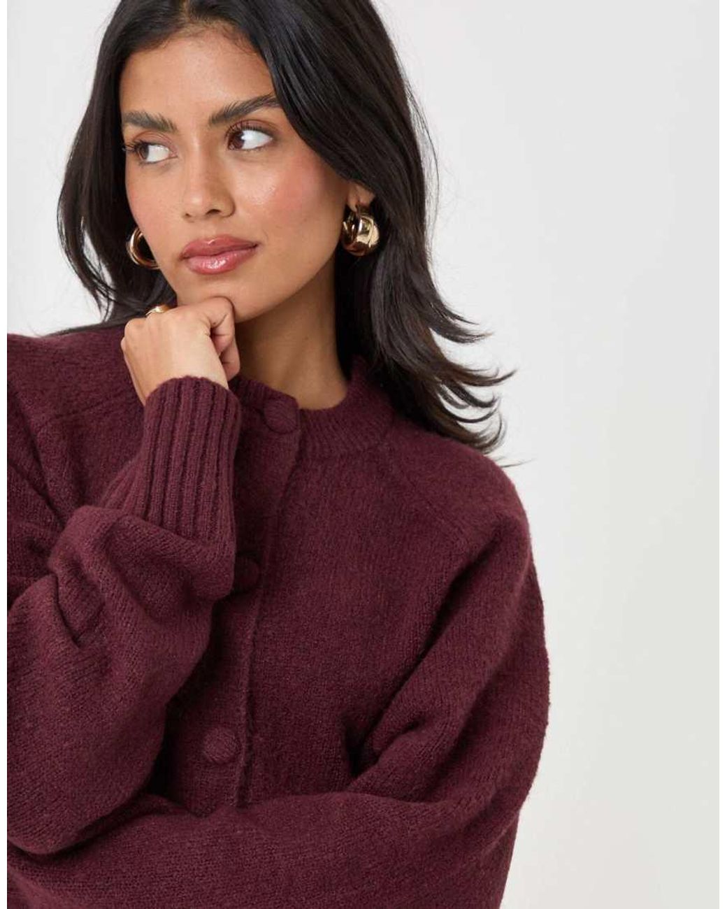 Threadbare Red Relaxed Fit Knitted Cardigan