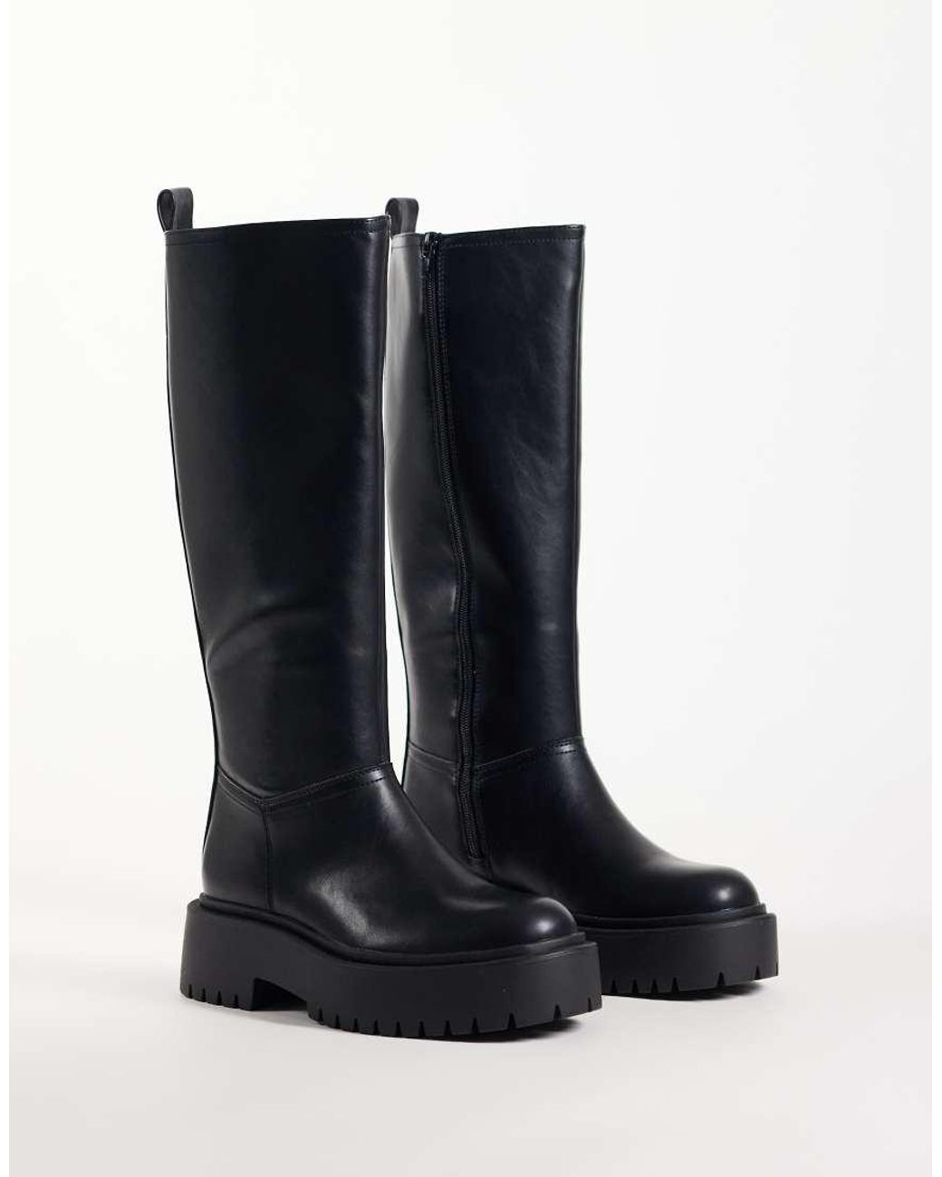 ASOS Blue Carys Chunky Pull On Knee Boots