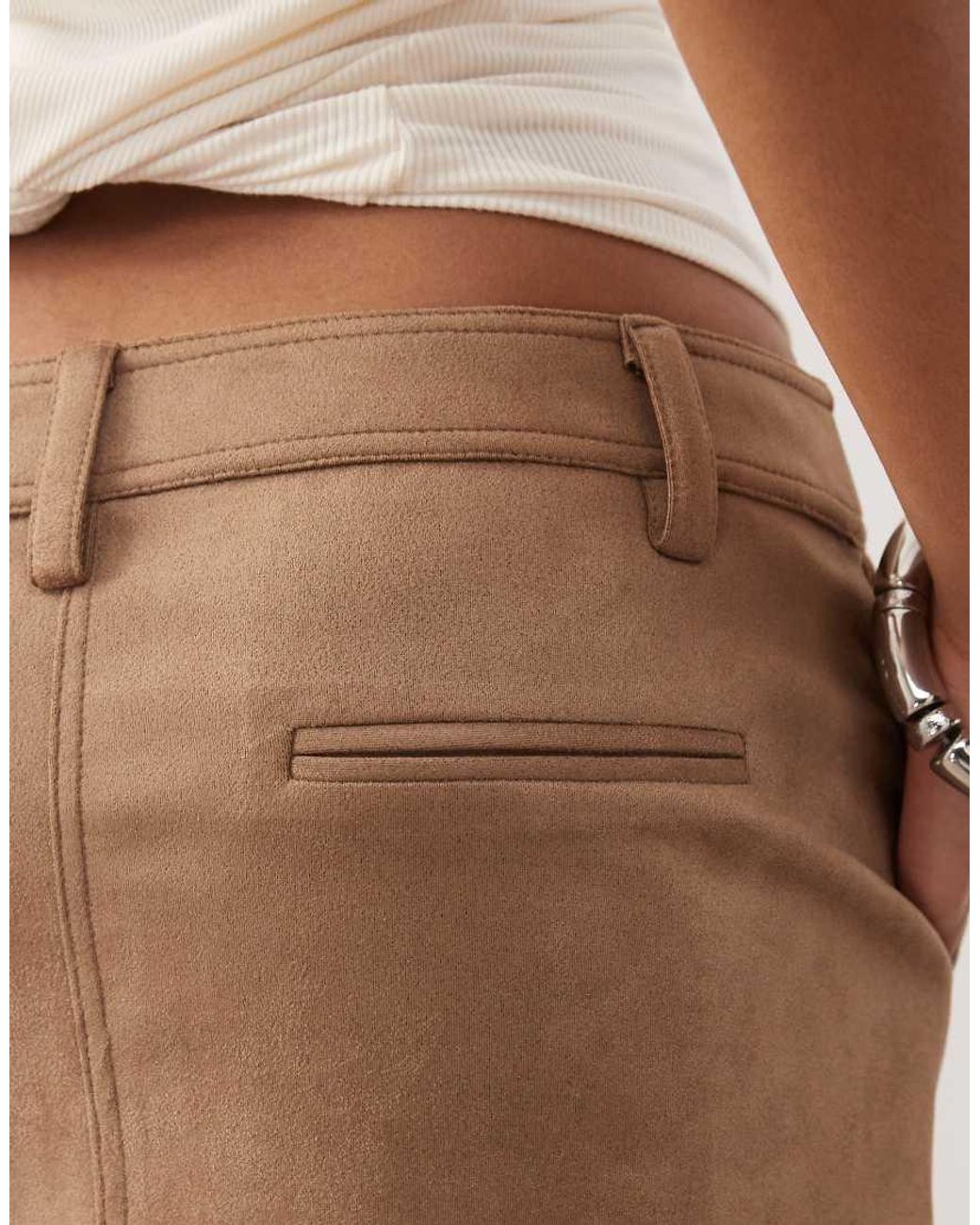 Lioness Natural Mirage Faux Suede Low Rise Mini Skirt
